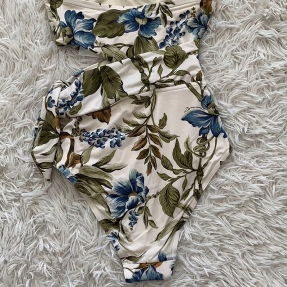 Zimmermann Aliane Scarf Tie Floral Bandeau One-Piece Swimsuit - Picture 5 of 6
